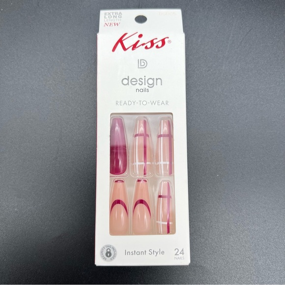 Kiss Other - Kiss Design Nails Ready-To-Wear DGD05 "Not Alone" Extra Long Coffin Style New